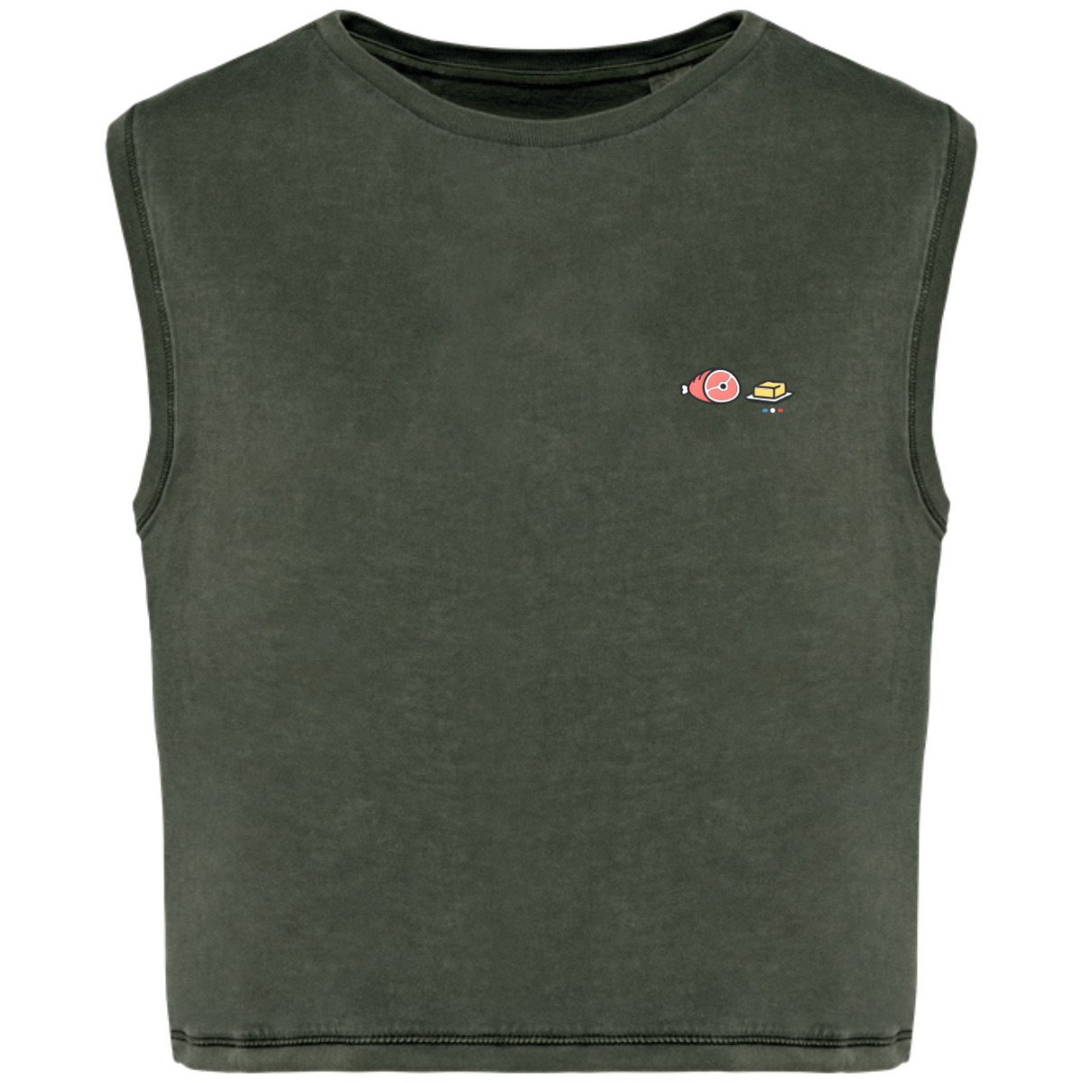 T-shirt crop sans manche Bio - Collection zéro - Jambon Beurre