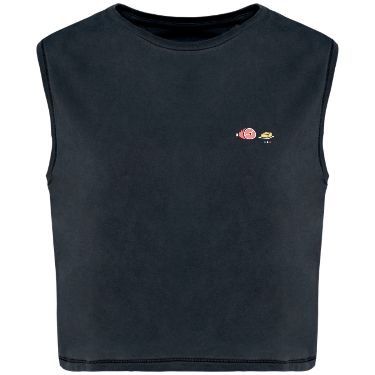 T-shirt crop sans manche Bio - Collection zéro - Jambon Beurre